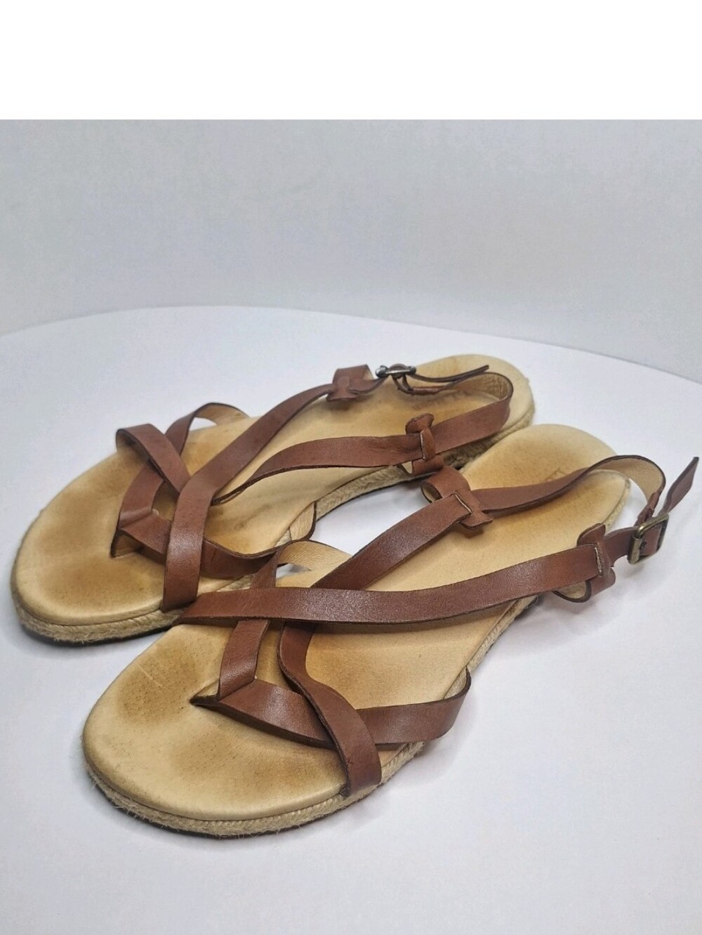 L.L. Bean Brown Leather Strappy Flat Sandals
